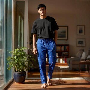 Polo Ralph Lauren ✦ Men's Cotton Lounge Pants ✦ Blue w/ Yellow Pony Logo L/G